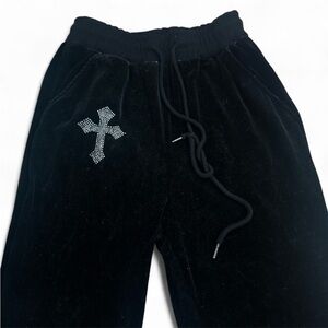 ROMWE Black Joggers with Cross Detail